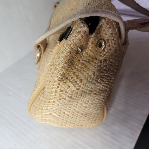 Giani Bernini Classic Tan Woven Straw & Leather Handbag With Dual Handles - Picture 11 of 15